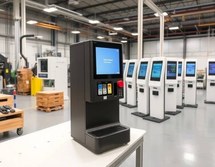 Módulo dispensador de un terminal de autoservicio en banco de pruebas